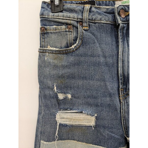 Distressed Denim Jeans Women Size 25.5 Straight Leg Y2K Streetwear Patchwork 90s - Picture 3 of 12